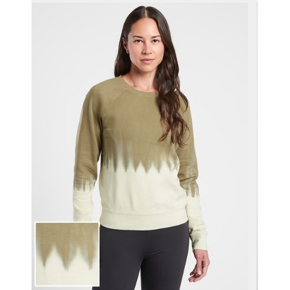 Athleta Womens‎ Sundown Dip Dye Sweatshirt sz XS Shadow Olive Green NWTD